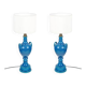 Paire de lampes de table de Pol Chambost (1906-1983), faïence émaillée bleu.