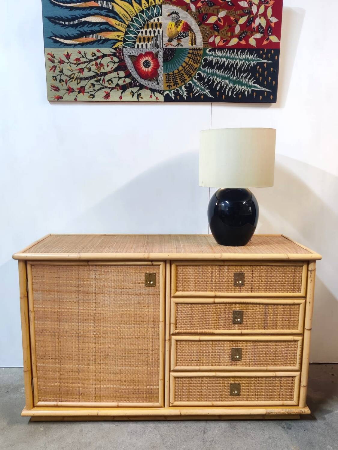Dal Vera rattan and bamboo sideboard