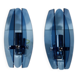 Blue wall sconces attributed to Fontana Arte, 1970.