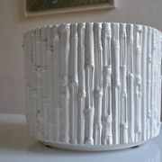 Ceramic cache pot in bamboo style, Italy 1980, Hollywood Regency.