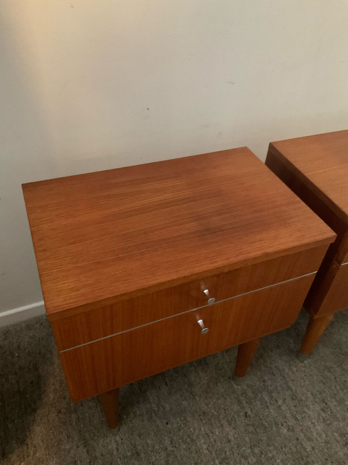 Pair of Scandinavian bedside tables from the 60s in teak