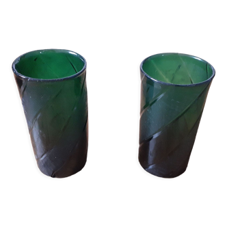 Lot de 2 verres vintage verts