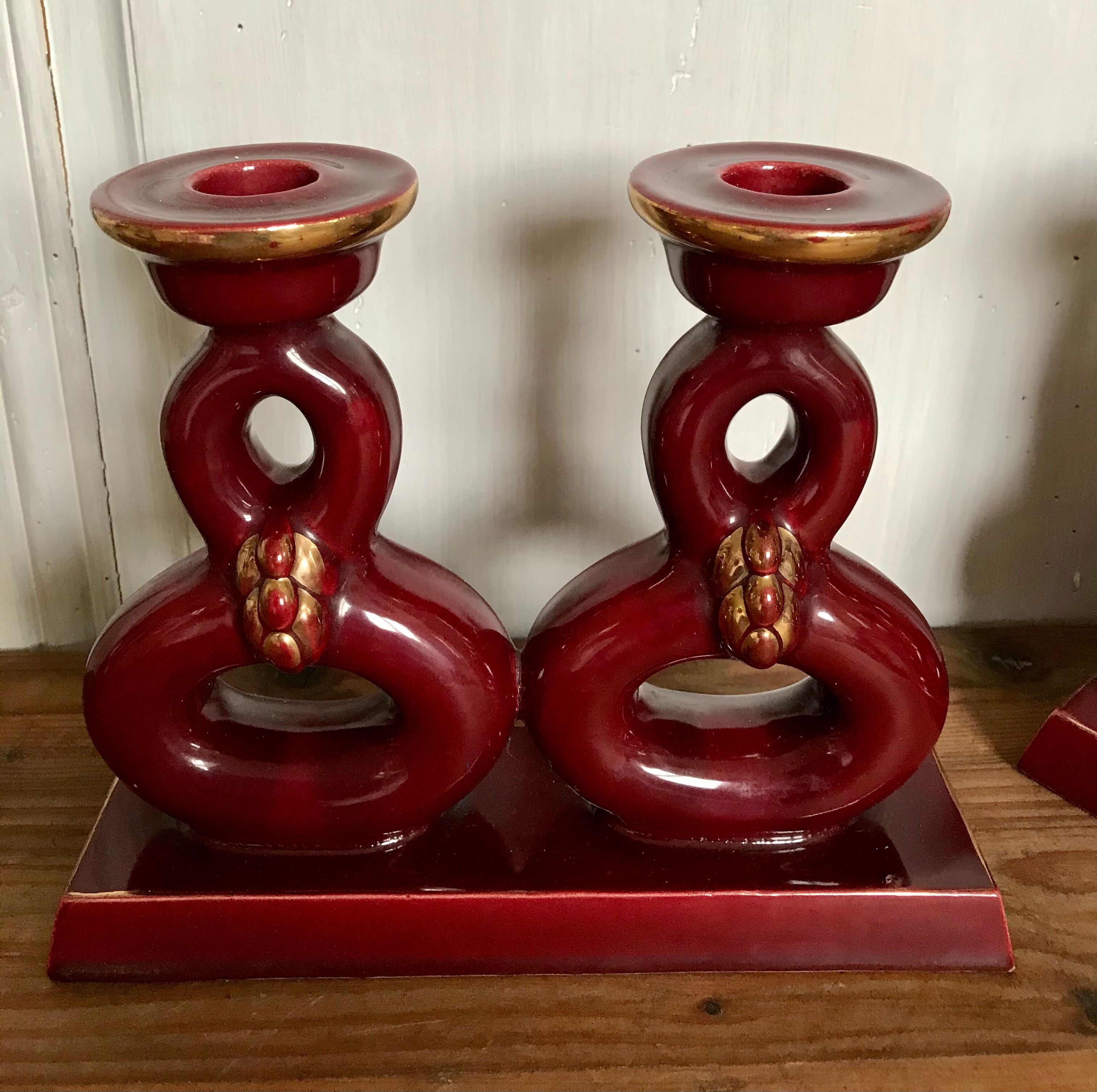 Pair of CAB ceramic candlesticks