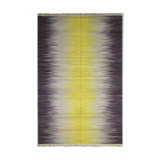 Modern Green Black Wool Kilim Area Rug Handwoven Abstract Rug- 122x183cm