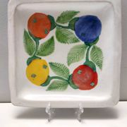 Ensemble de six assiettes carrées vintage en faïence fabriquées à la main par De Simone, Italie