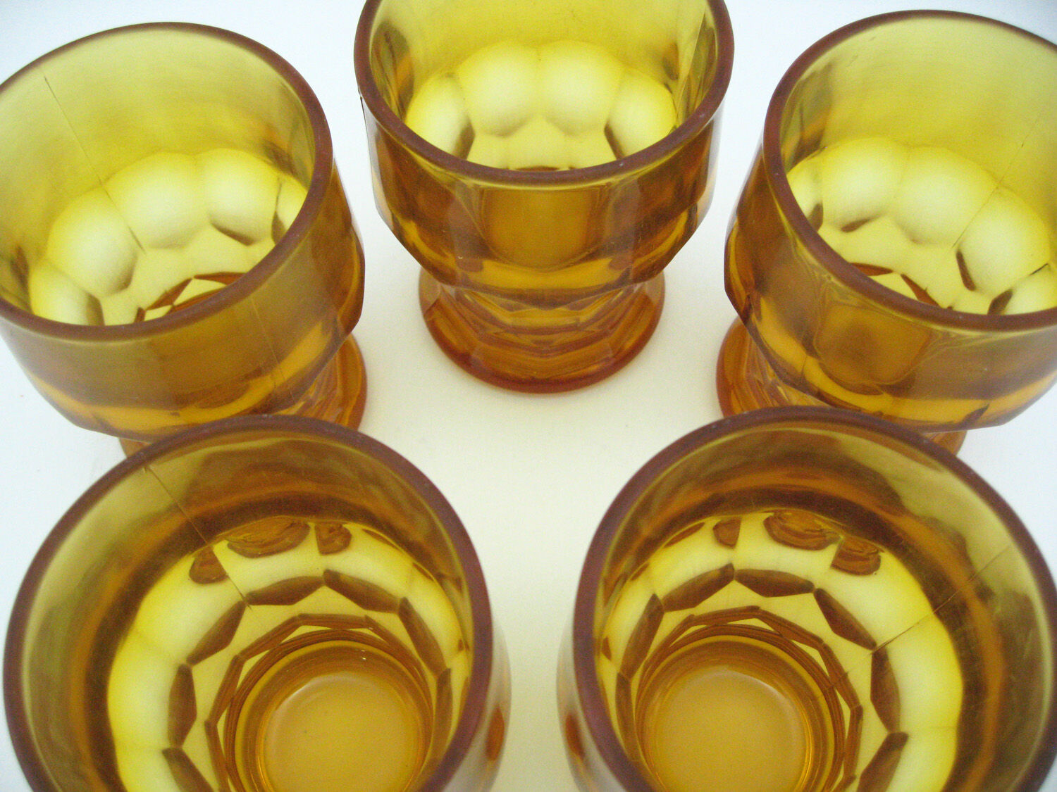 5 water cups in amber glass - Made in Italy - vintage 70s
