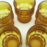 5 water cups in amber glass - Made in Italy - vintage 70s