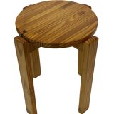 Mid century pinewood stool, minimalistic design 1960s