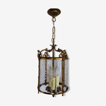 Old Lantern chandelier Bronze Doré cut glass Hall hallway LOUIS XVI Style