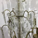 4 light bronze and crystal chandelier