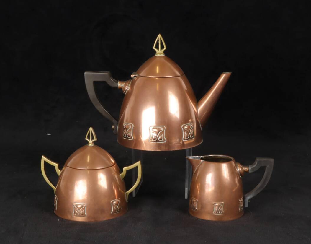 WMF Secession viennoise Jugenstil Set of 3 brassware (red copper) Art Nouveau