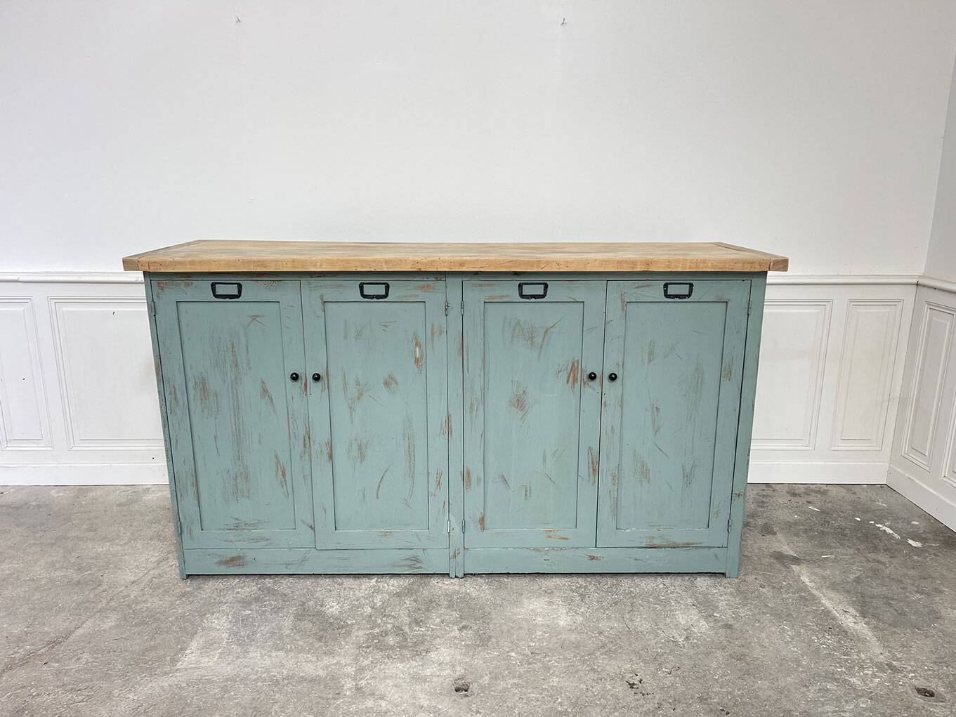 Enfilade en bois années 1950 patine bleutée