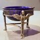 Pair of Vintage Swan-Shaped Salt Cellars, Silver-Plated, with Cobalt Blue Glass Liners