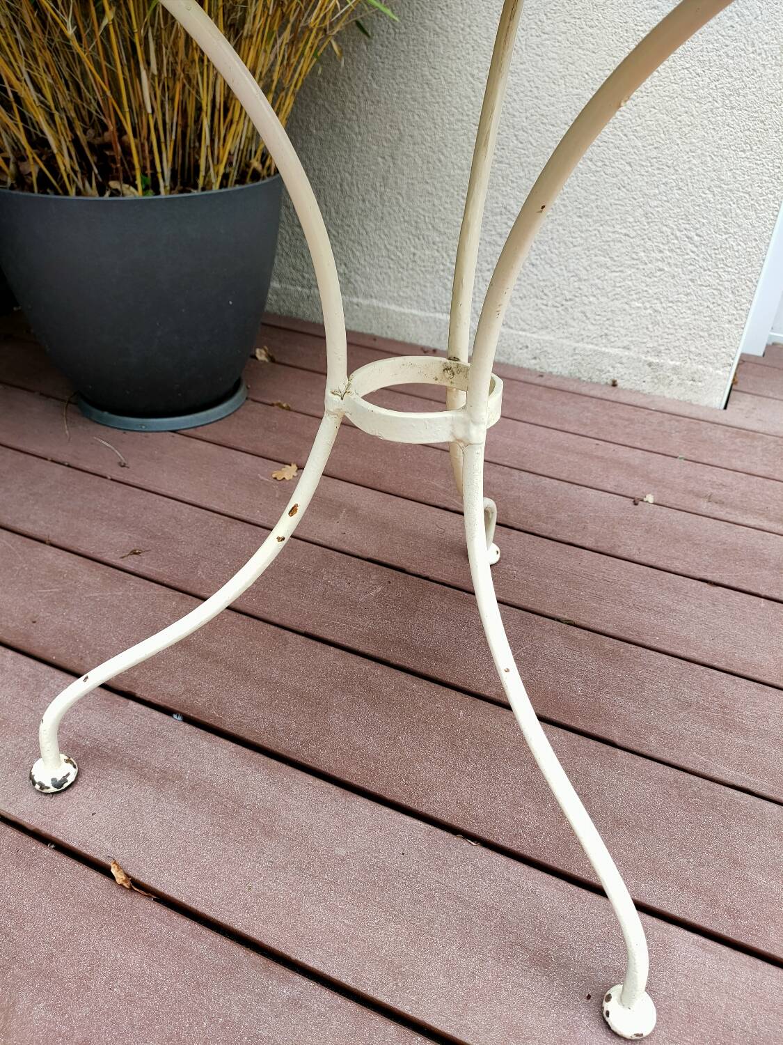Old white iron garden table