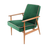 Fauteuil vintage années 1970 velours bouteille verte