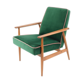 Fauteuil vintage années 1970 velours bouteille verte