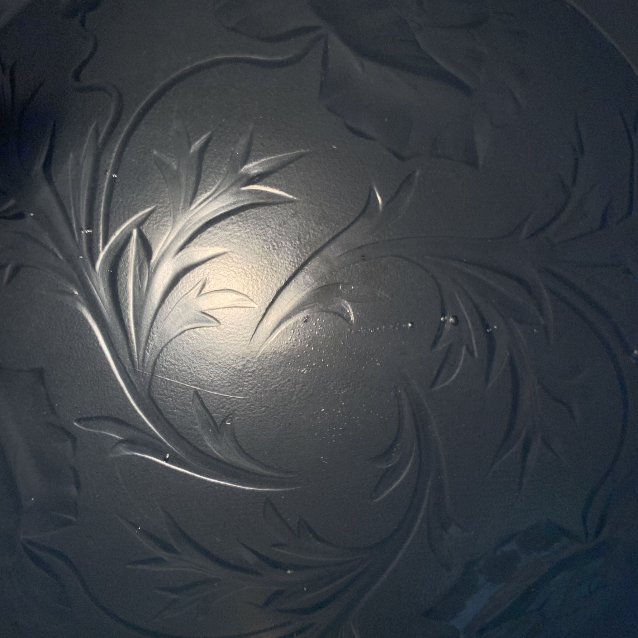 Art Deco vasque in glass pressed blue floral decoration France 1930