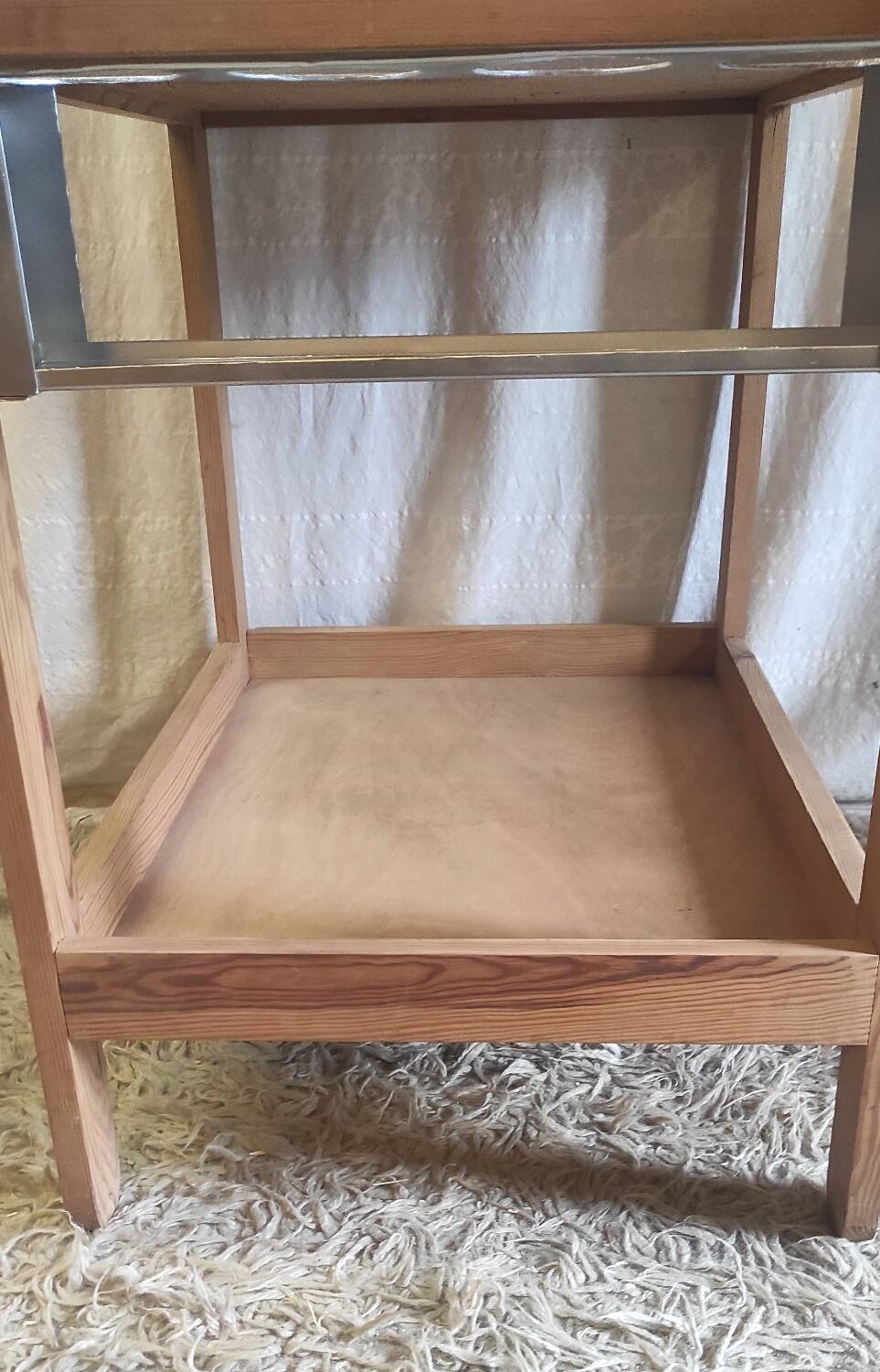 Solid wood serving trolley (Pine) - mid 20th century