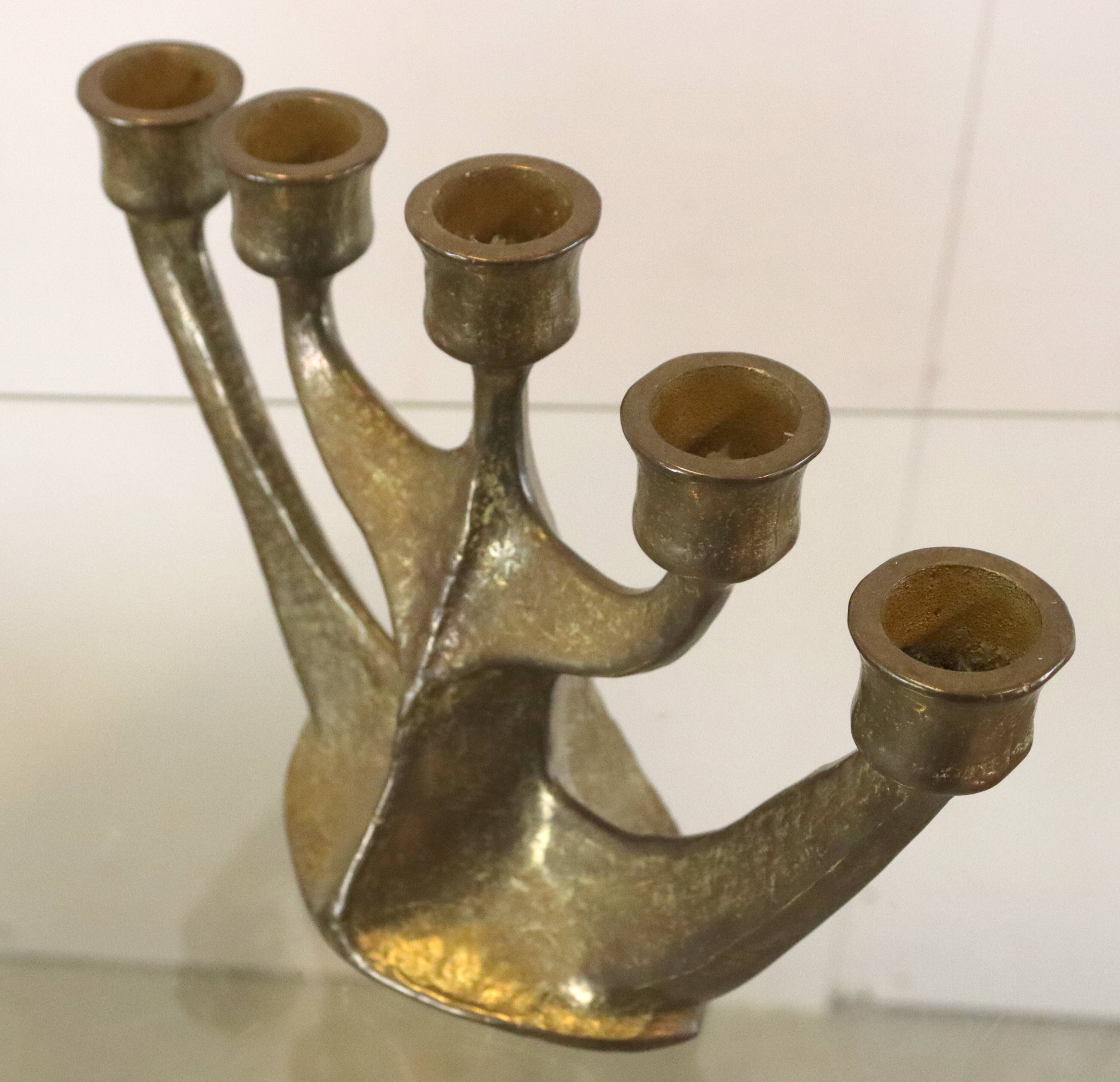 Brass brutalist candlestick from Horst Dalbeck