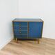 Buffet commode vintage en bois & bleu