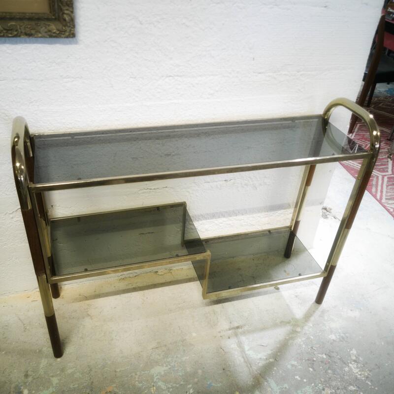 Console vintage en bois et métal doré