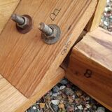 Polychrome teak dining table for 8 to 10 people