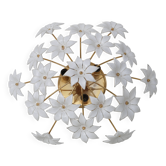 Plafonnier Murano Fleurs Blanches, 1970