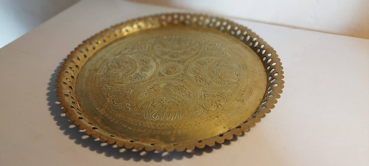 Oriental brass tray