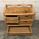 Dresser vintage Wicker/rattan and bamboo 2 large and 2 small drawers