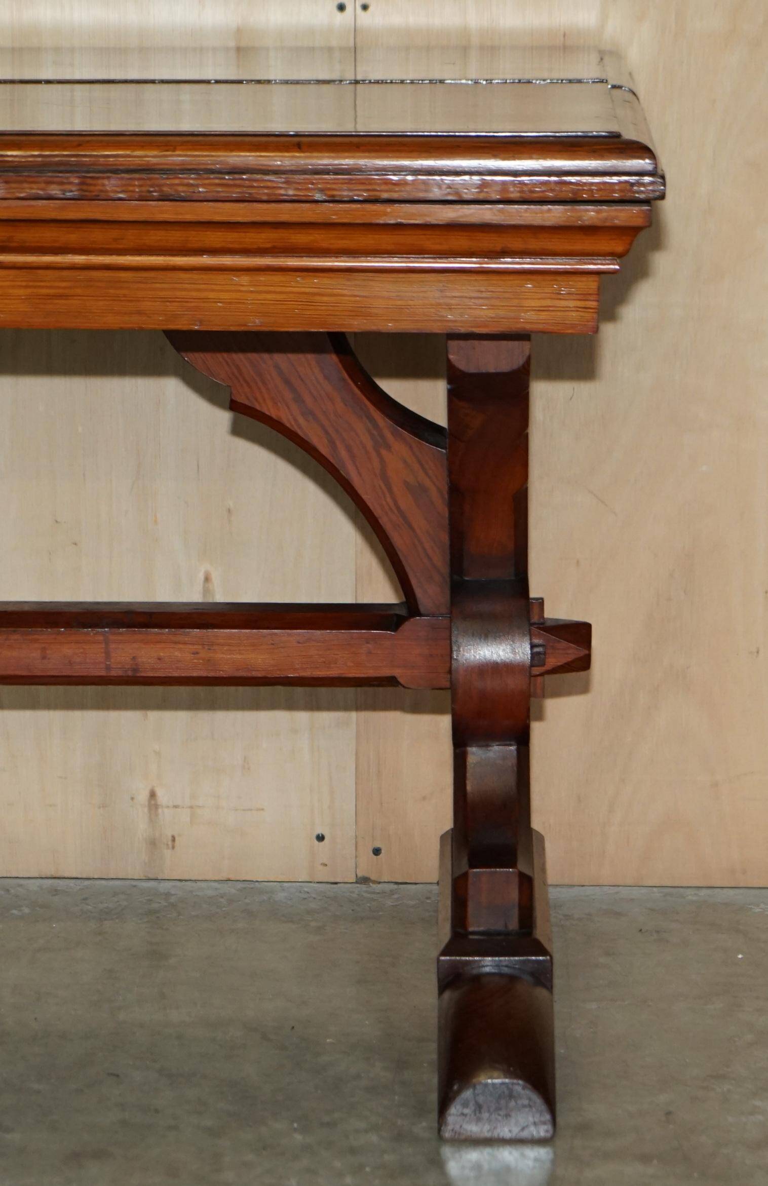 Victorian Gothic library table in antique oak