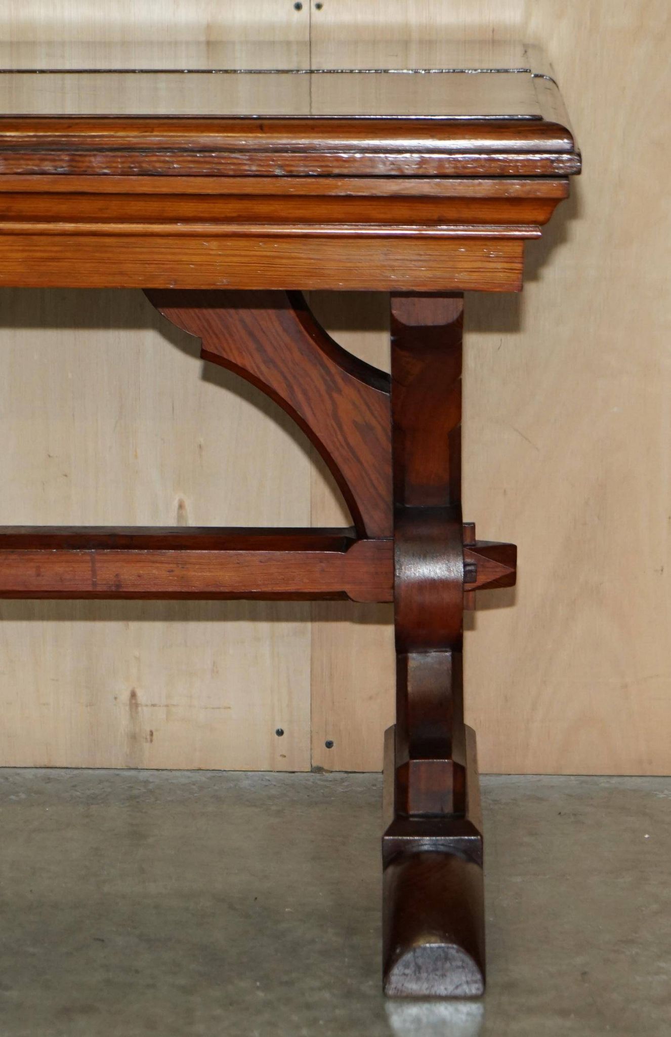 Victorian Gothic library table in antique oak
