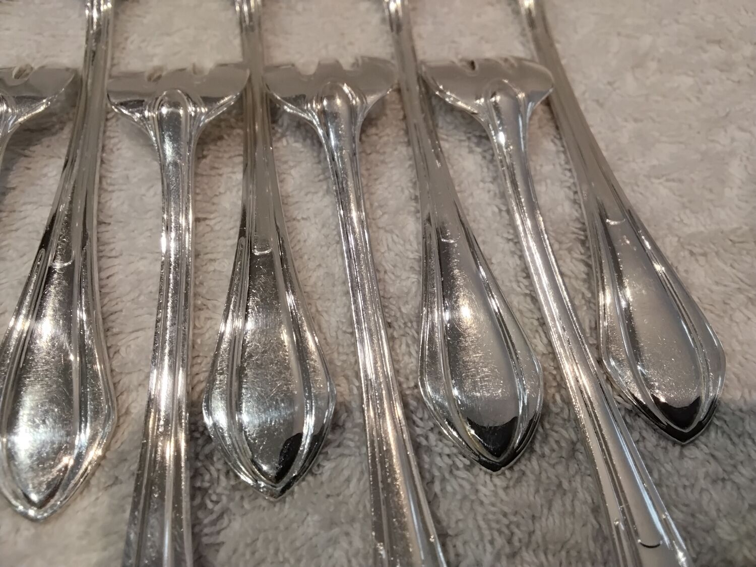 12 silver-plated oyster forks, SFAM silversmith, art deco printania