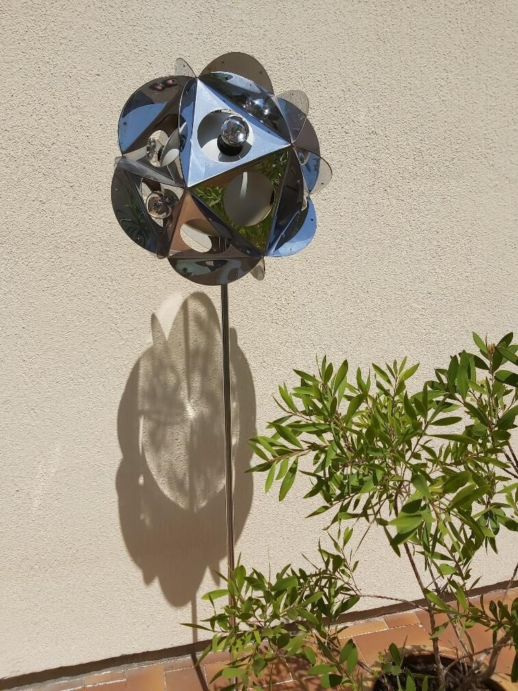 Vintage Sputnik chrome metal lamp 70s