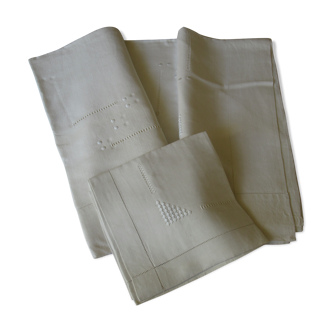 Old sheet and its matching, embroidered, 1 person