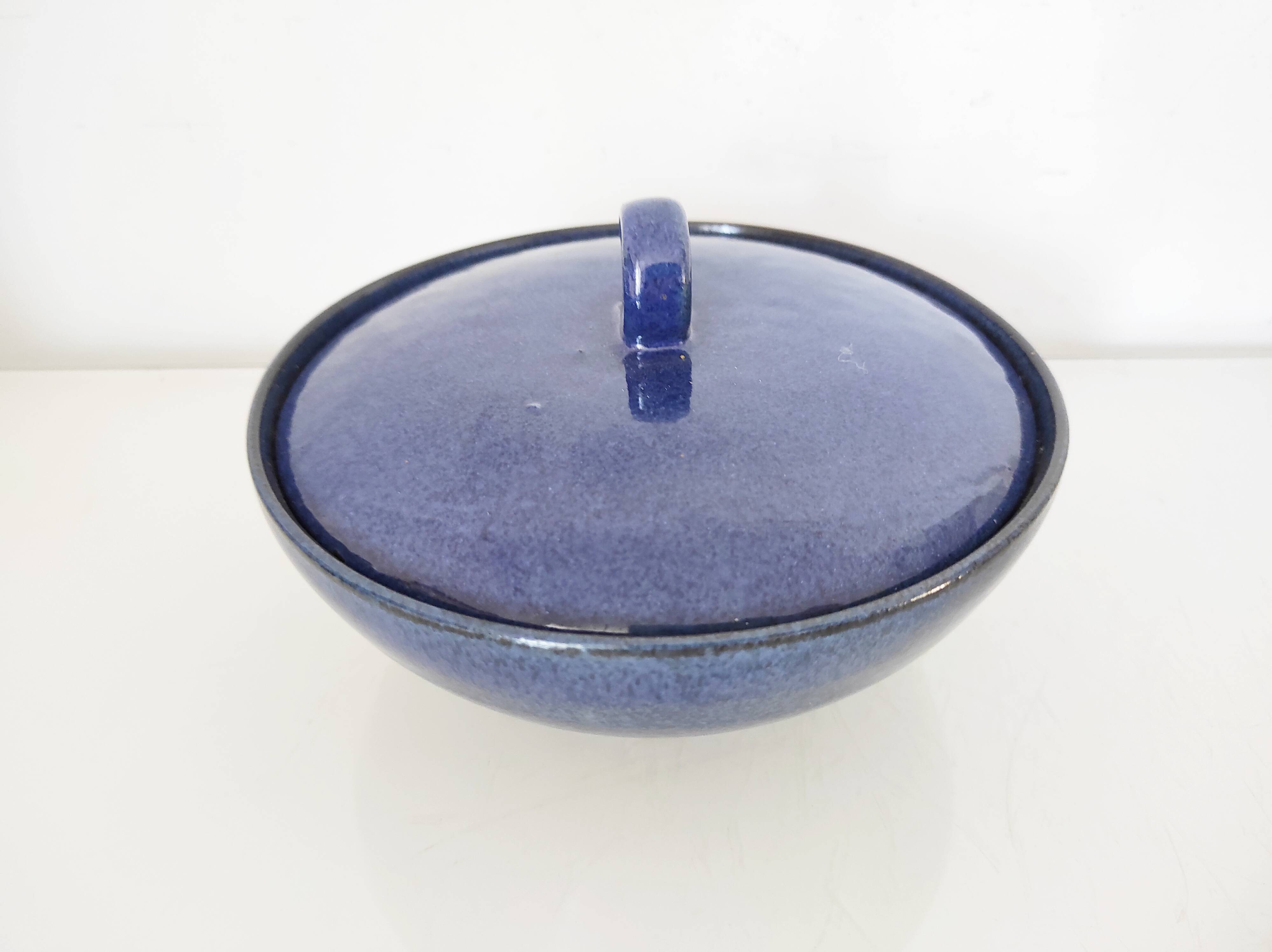 Dark blue ceramic candy box