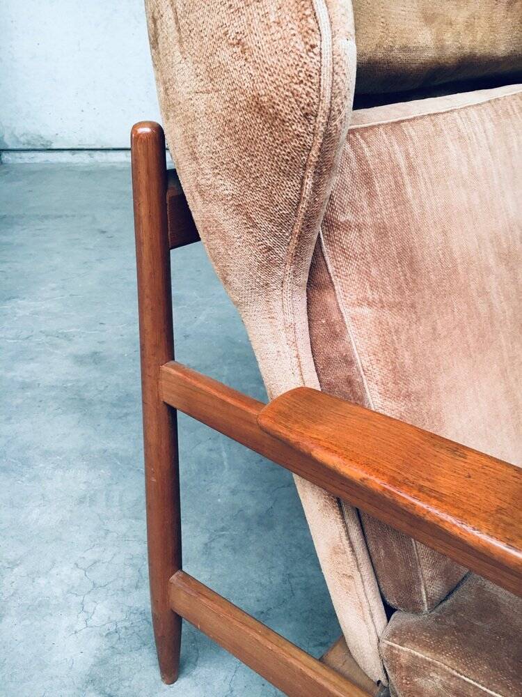 Set of Mid-Century Scandinavian Wingback Armchairs, Denmark, 1960s