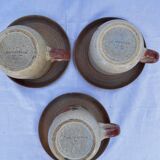 Set of 3 cups and plates in painted sandstone