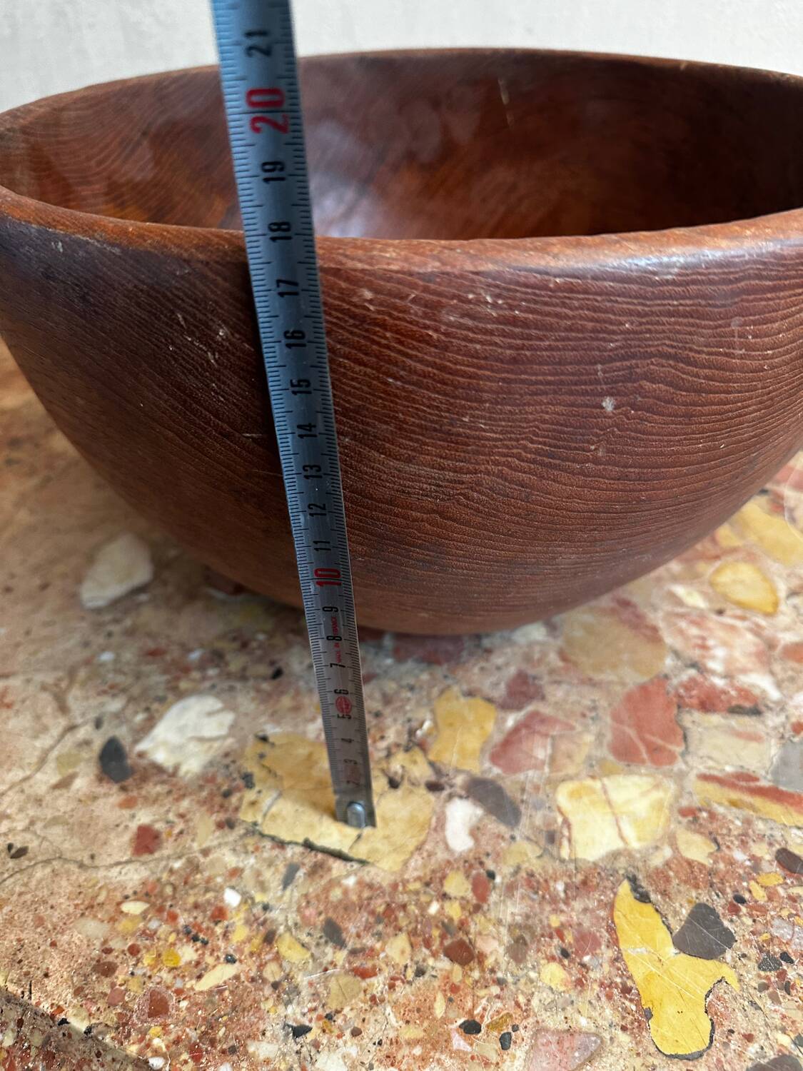 Large vintage monoxyle wooden bowl H 18 / D neck 30 cm