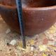 Large vintage monoxyle wooden bowl H 18 / D neck 30 cm