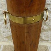 Victorian style barrel umbrella stand, solid oak, curved with 3 bands and gr.