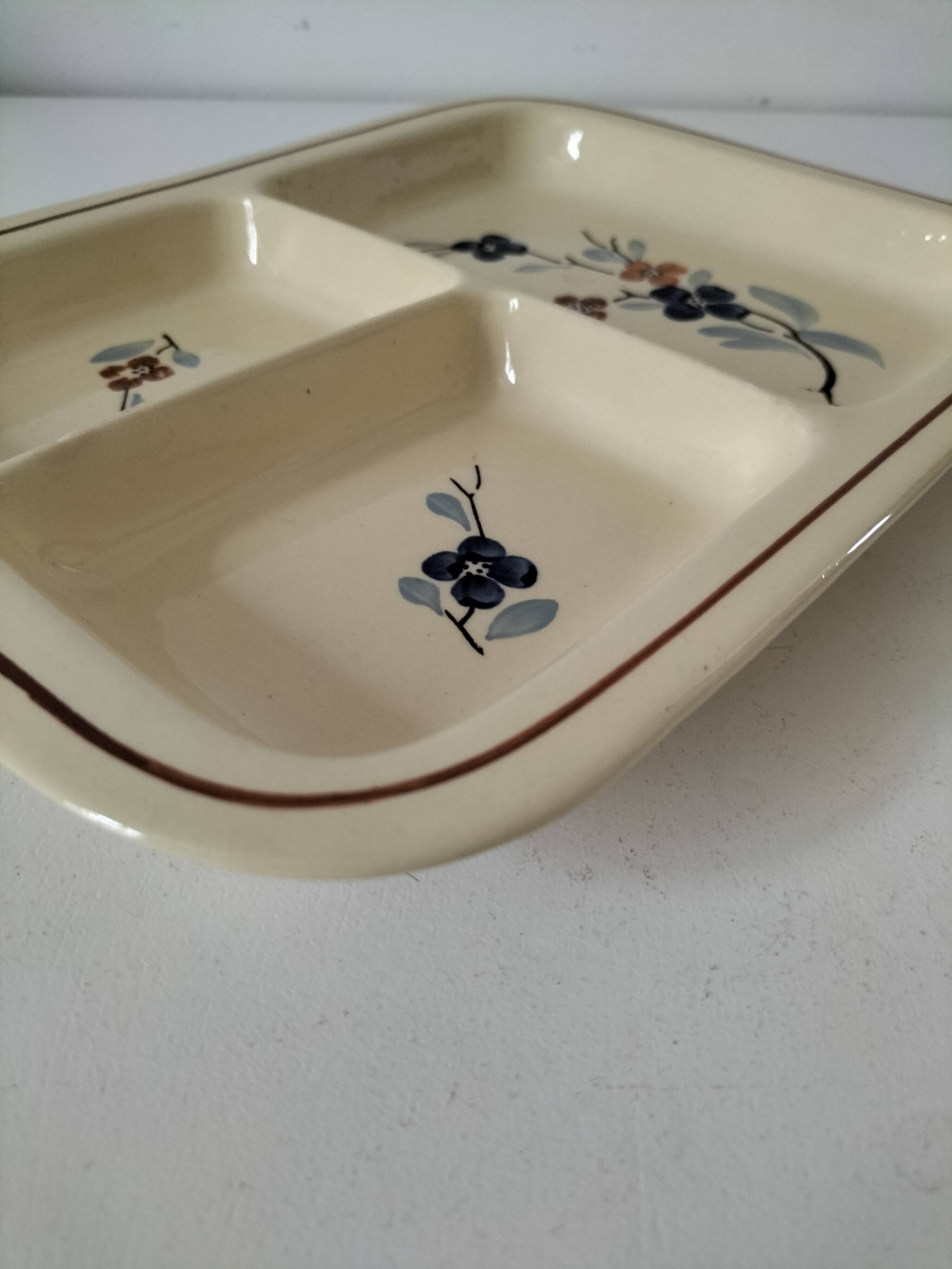 Vintage Sarreguemines compartmentalized plate model 5041 with Japanese decoration