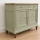Antique art deco buffet in solid oak – pure lizard green & paint and natural wood – 121 cm