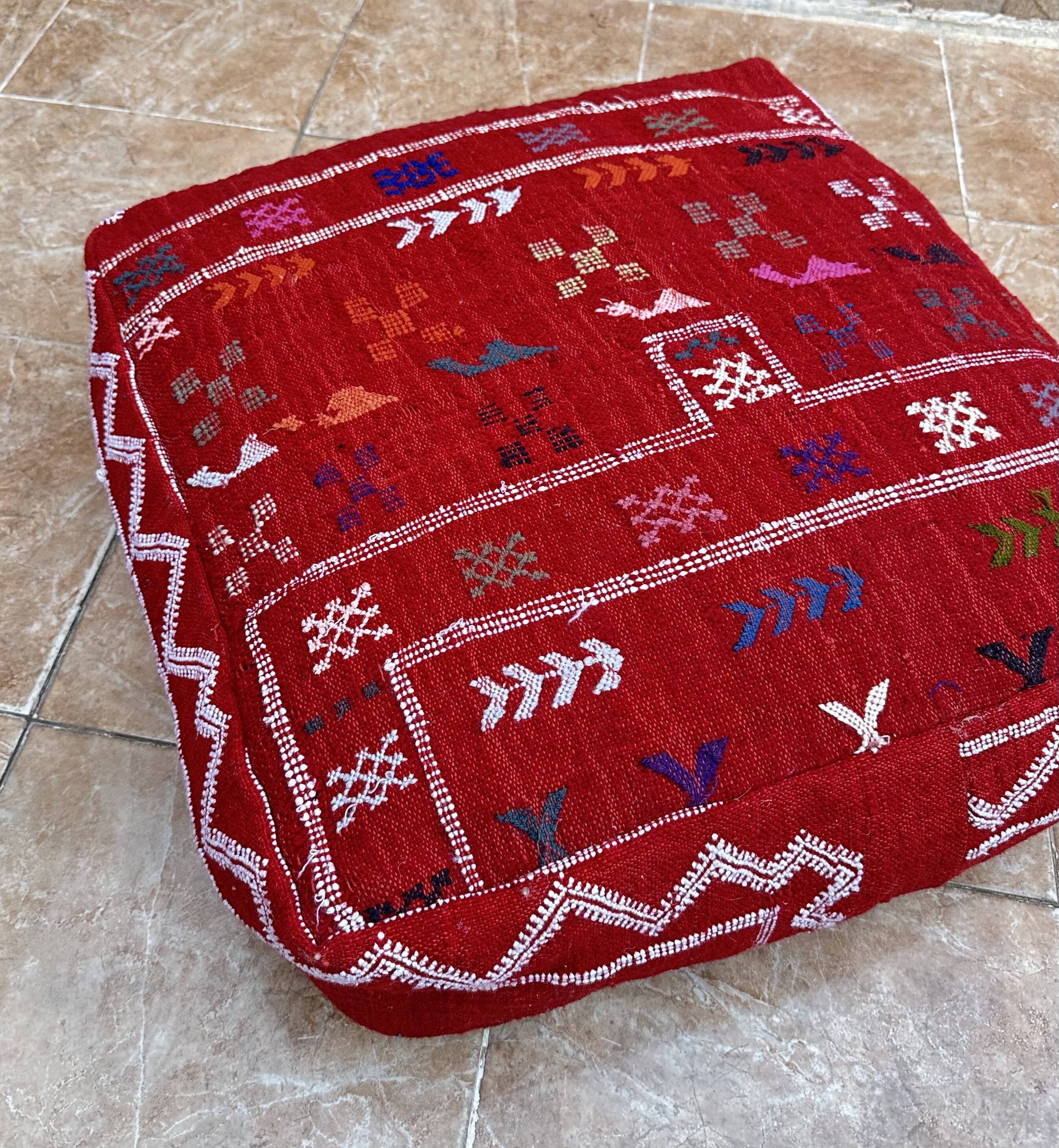 Handmade Berber Kilim pouf, floor cushion