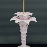 Palm tree lamp in pearly pink ceramic, Italy, circa 1960