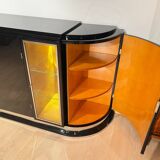 Large Art Deco Sideboard in Black Lacquer & Maple, France, 1930