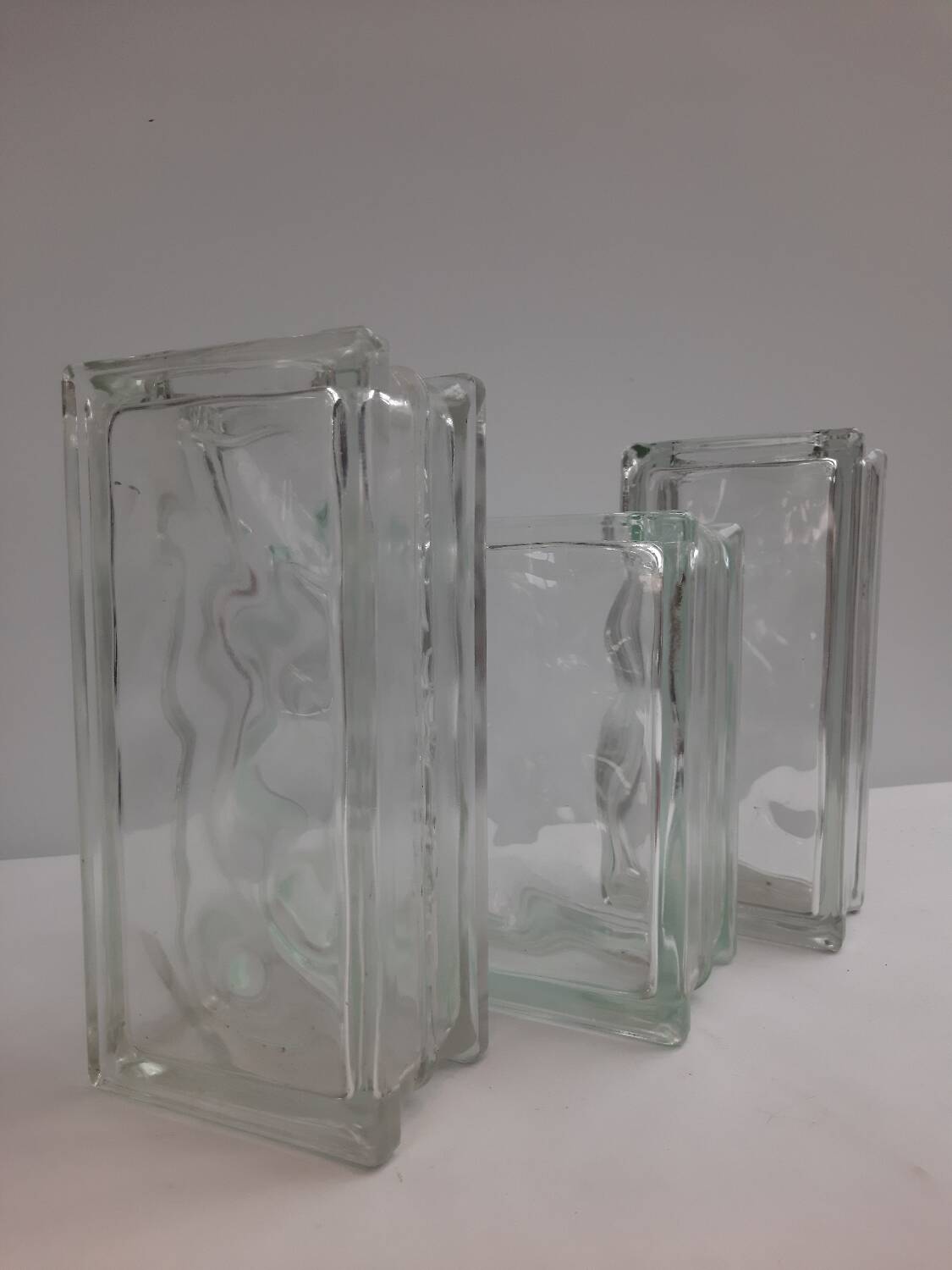 3 vintage glass brick vases