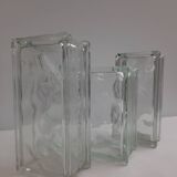 3 vintage glass brick vases