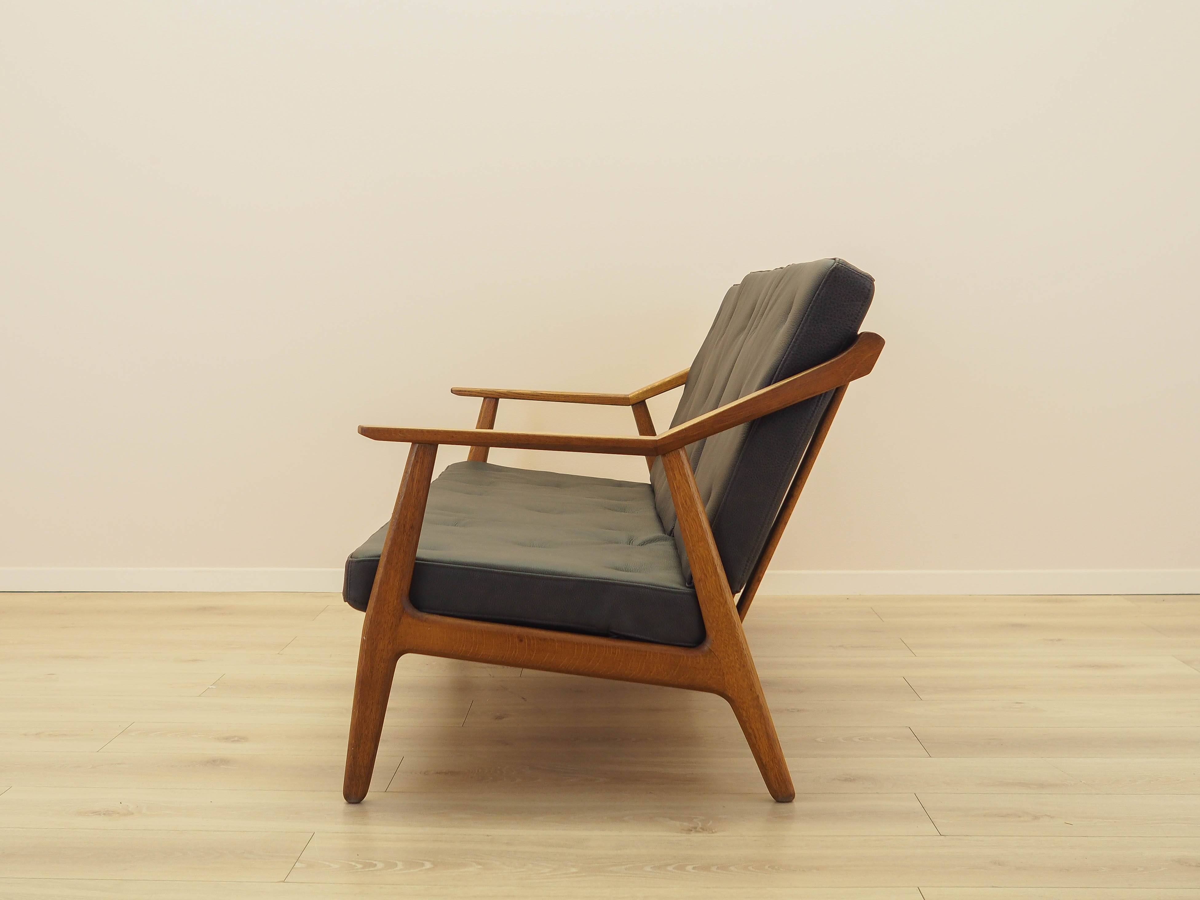 Oak leather sofa by Brockmann Petersen, Danish design 1970s