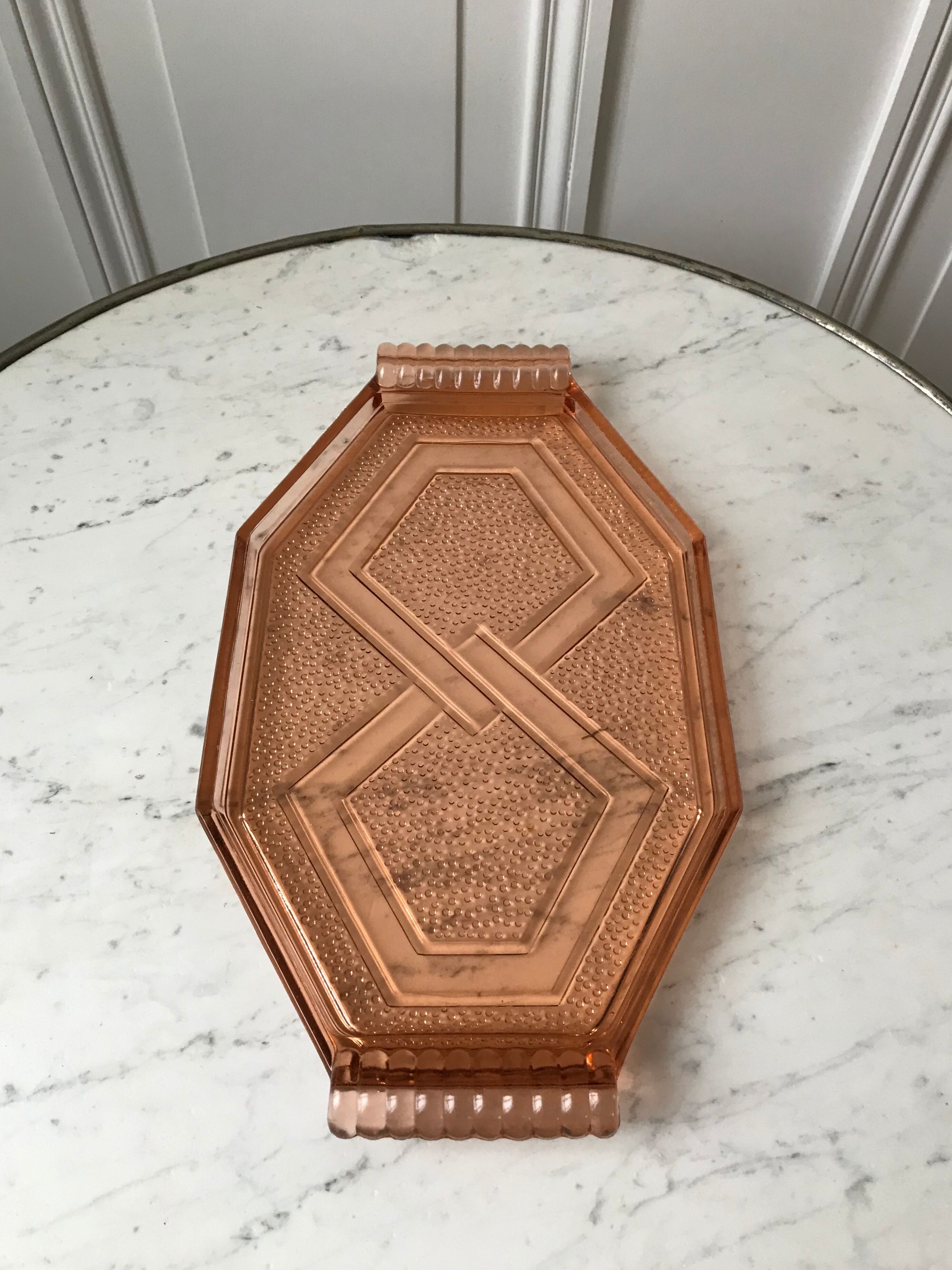 50s pink glass tray