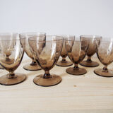 Set 8 engraved smoked glasses